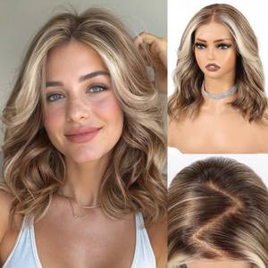 lot 17134 image: HAIRCUBE 13x6 HD Lace Front Wig for Women, 16-Inch Heat Resistant Synthetic Wavy Hair, Shoulder Length Glueless Lace Wigs for Daily, Party&Date (Blonde balayage)
