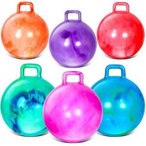 lot 17153 image: Sratte 6 Pcs 1822 Hopper Ball with Handle Inflatable Bouncy Balls for Kids, Marble Jumping Hopping Bouncing Toys for Sport Exercise Boys Girls Gifts Party Favors