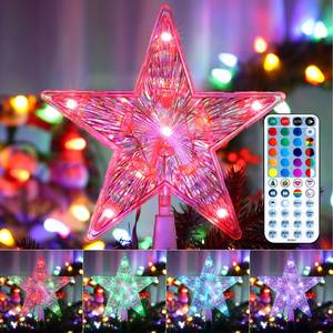 lot 18185 image: Brizled Small Star Tree Topper, 7.6 11 LED Lighted Christmas Tree Topper, Color Changing SolidFlash Treetop wRemote, BatteryUSB Powered Xmas Tree Topper, RGB Tree Top for Christmas Tree