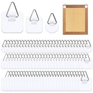 lot 18220 image: 60 Pcs Adhesive Plate Hangers for The Wall,Adhesive Picture Hangers Without Nails,for Plate Frame Wall Art Decoration Bathroom Closet Kitchen Door (3 Sizes)