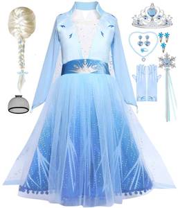 lot 18222 image: iTVTi Princess Costume for Little Girls Snow Princess Dress Blue Cosplay Outfit Halloween Carnival Party Christmas, 4-5T (Tag 120)