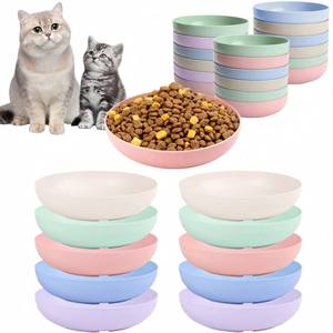 lot 18232 image: 18 Pack Cat Dishes Whisker Friendly, Shallow Wide Pet Food and Water Bowl, 5.5 Inch Cat Food Dish, Friendly Wet Feeding Bowl, Durable Wheat Straw Pet Bowls, Pet Plate for Kittens (IndoorOutdoor)