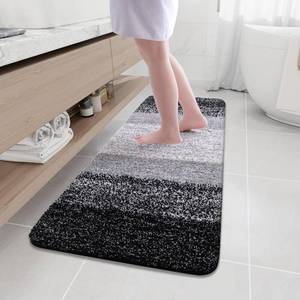 lot 19190 image: Arotive Microfiber Bathroom Rugs, Shaggy Soft and Absorbent Bath Rug, Non-Slip, Thick Plush Machine Washable Dry Bath Mats for Bathroom, Tub and Shower, 59x20, Black, Rectangular