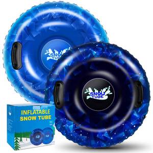 lot 19193 image: Snow Tube, WOLKEK 2 Pack 40 Inflatable Snow Sled for Kids and Adult, Thickened Heavy Duty Hard Bottom Sleds for Snow with Handles, Winter Toys for Outdoor Sledding Snow Tube Sports