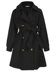 lot 19205 image: GRACE KARIN Girls Long Winter Coat Wool Blend Holiday Dress Coat Jackets with Pockets Belt Black 12Y