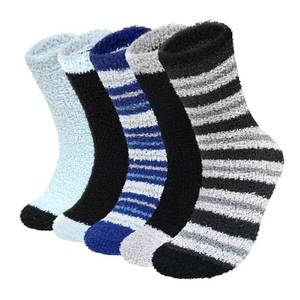 lot 20033 image: ZAKASA Fuzzy Socks for Men Winter Warm Thick Mens Slipper Socks Fluffy Cozy Soft House Indoor 5 Pairs