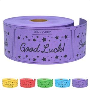 lot 20057 image: ESSENTIAL 500 Raffle Tickets, Good Luck Raffle Cards, Entry Form with Name, Phone & Email for Raffle, Events, Entry, Class Reward & Door Prize - 5 Color Selection (Purple)
