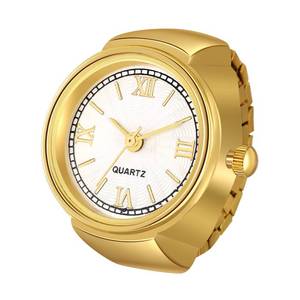 lot 20063 image: JewelryWe Men Women Finger Watch Stretchy Band Elastic Round Simple Dial Quartz Ring Watches