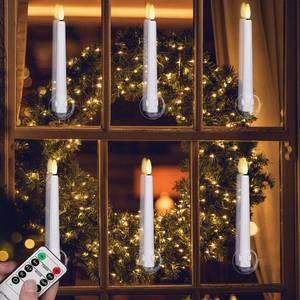 lot 20075 image: FREEPOWER Flameless Window Candles,Battery Opeated LED Taper Candle with Cycle Timer, Remote & Suction Cups,for Christmas Home Wedding Decor Pack of 9