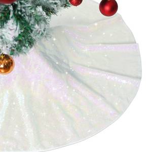 lot 20377 image: Christmas Tree Skirt 36 Round Sparkly Iridescent Sequin White Ornaments Xmas New Years Party Decorations