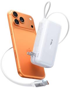 lot 20393 image: TORRAS EasyGo 3-in-1 Portable Charger Power Bank with Wall Plug & Retractable USB-C Cable, Fast Charging 10000mAh Battery Pack for iPhone 171615, Samsung, Laptop, MacBook - Travel Essential