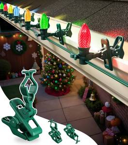 lot 20400 image: C7 C9 Christmas Lights Spring Clips, 25 Count Holiday Lights Quick Spring Clips, Shatterproof Shingle and Gutter Clips for E12, E17Socket, Rope Lights Roofline Fence Railing Mantel Christmas Trees