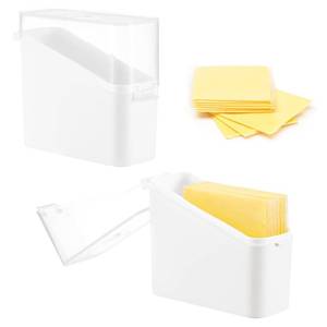 lot 20410 image: MXYEVL Sliced Cheese Container for Fridge, 2Pcs Clear Airtight Slice Holder Container for Slice Cheese Storage