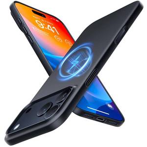 lot 20411 image: TORRAS Magnetic Slim Fit for iPhone 17 Pro Case 6.3 inch, Ultra-Thin, Compatible with MagSafe, Lightweight Matte Anti-Scratch Hard PC Cover Phone Case for iPhone 17 Pro OriginFit, Black