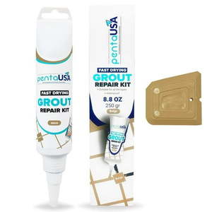 lot 20439 image: PentaUSA Beige Grout Repair kit - 8.8 oz 250 Gr. Fast Drying Restores Renew Tiles Joints