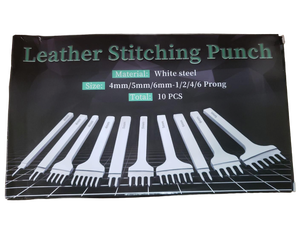 lot 20455 image: 10-Piece White Steel Leather Stitching Punch Set