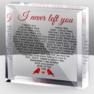 lot 20464 image: Yulejo Sympathy Gifts for Loss of Loved One Cardinal Gifts I Never Left You Memorial Bereavement Acrylic Signs Remembrance Condolence for Loss of Father Mother Grieving Keepsake Paperweight