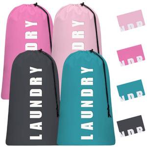 lot 20486 image: 4 Piece Drawstring Travel Laundry Bag, Large Laundry Bag, Mens and Womens Dirty Laundry and Gym Bag, Waterproof Wetproof Travel Bag