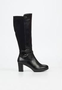 lot 3019 image: Black Leather Mid-Calf Boots Size 8