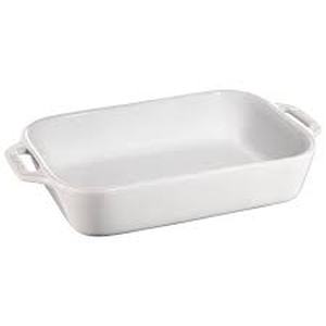 lot 9454 image: White Ceramic baking dish with handles Dishwasher microwave safe