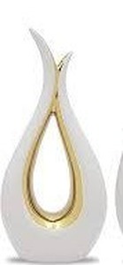 lot 11411 image: MNAS Products Modern White and Gold Teardrop Vase