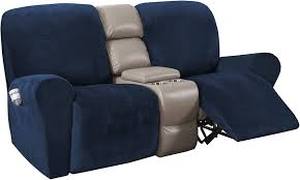 lot 11415 image: Ufficor 6-Piece Oversized Loveseat Recliner Cover - Navy Blue