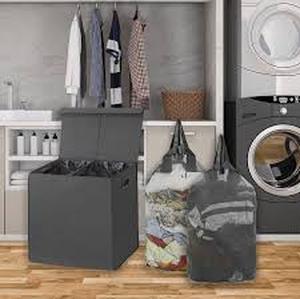 lot 11432 image: Simple Houseware Double Bird Laundry Hamper