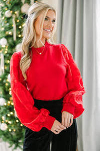 lot 12425 image: Sialois Red Long Sleeve Blouse