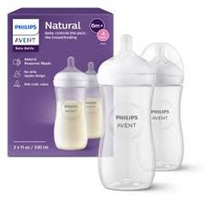 lot 16424 image: Philips Avent Natural Baby Bottles 11oz330ml 4-Pack