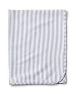 lot 18203 image: Burts Bees Gray and White Striped Baby Blanket