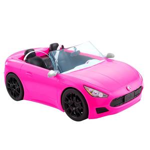 lot 3040 image: Barbie Convertible 2-Seater Vehicle, Pink Car with Rolling Wheels & Realistic Details, Gift for 3 to 7 Year Olds