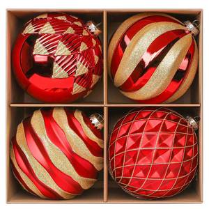 lot 3045 image: Alupssuc 6150mm Large Christmas Ball Ornaments, 4Pcs Christmas Tree Decor, Shatterproof Hanging Decorations with Hooks, Red & Gold Baubles for Xmas Tree, Wedding, Holiday and Party Decor