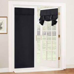 lot 4048 image: RYB HOME French Door Curtains 72 inches Long - Privacy Blackout Window Curtains Tie up Blind for Patio Sliding Glass Door Living Room Bedroom, W 42 x L 72 inch, Black, 1 Panel