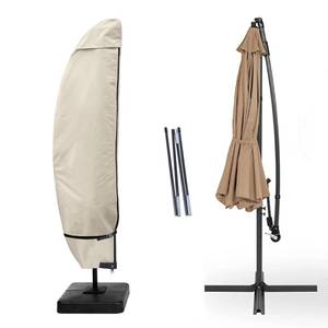 lot 4050 image: Porch Shield Patio Umbrella Cover - Outdoor Waterproof Garden Offset Banana Parasol Cover Fits Cantilever Offset Umbrella 12-14 Feet, Beige