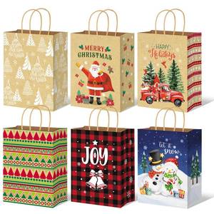 lot 4078 image: JUESMOS 24 Pack Kraft Christmas Gift Bags with Handles 10 Medium Paper Bags for Present Wrapping Holiday Paper Treat Goodie Bags for Christmas Party Favors and Decoration Supplies