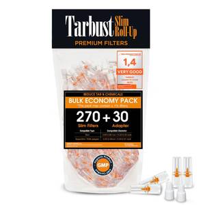 lot 4088 image: Tarbust Slim Disposable Cigarette Filter Tips That Remove Tar and Chemical, For Slim&Roll-ups, Bulk Economy (270 Filters30 Adapters to convert to Super Slim)