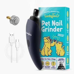 lot 4090 image: LUCKY TAIL Pet Nail Grinder for Dogs and Cats - Super Quiet and Low Vibration Electric Dog Nail Grinder with 2 LED Lights - USB Rechargeable and Cordless - 2 Speeds - Small to Large Pets - Dark Blue