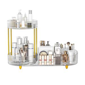 lot 4099 image: Beborxue Makeup Organizer Countertop for Vanity, 360 Rotating Cosmetic Skincare Perfume Organizers, Large Capacity Cosmetic Display Case for Dresser, Bathroom Countertop (Clear)