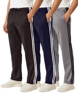 lot 4105 image: Real Essentials 3 Pack Mens Mesh Open Bottom Sweatpants Gym Active Athletic Workout Casual Pants with Pockets- Set 5 XL