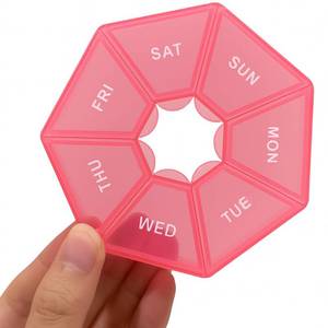 lot 4138 image: Coral Pill Organizer, Small Pill Case, Weekly Medicine Pill Organizer 1 Time a Day, Pill Container, Pill Holder Daily