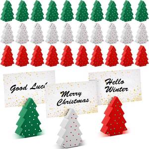 lot 4151 image: Kigley 30 Pcs Mini Christmas Tree Place Card Holders Wooden Xmas Table Number Holder Wood Table Sign Picture Stand for Christmas Winter Holiday Office Wedding Decor Party Favors