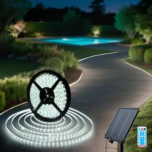 lot 11507 image: Solar LED Strip Lights Outdoor 6000K White Solar Rope Light 32.8 FT Waterproof with 8 Modes Remote Control Dusk to Dawn Self-Adhesive Cuttable Decorative Lighting for Step, Garden, Pool