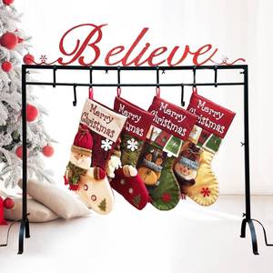 lot 11546 image: HUTHDAK Metal Believe Christmas Stocking Holder Stand with 8 Hooks,Heavy Duty Freestanding Christmas Stocking Holder Stand for Floor.Deluxe Christmas Stocking Stand-Easy Assembly and Stand for Home