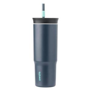 lot 11552 image: Owala Stainless Steel Triple Layer Insulated Travel Tumbler with Spill Resistant Lid and Straw, BPA Free, 24 oz, BlackGrey (Foggy Tide)
