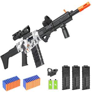 lot 11556 image: Realistic Toy Gun for Nerf Guns Darts, Foam Blaster - with Scope 100 Soft Bullets 3 Magazines, Semi-Auto Sniper Rifle Electric Machine Guns for Boys 8-12 Age, Birthday Gifts for Kids and Adults