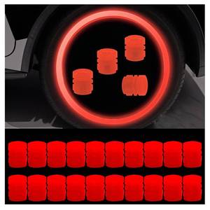 lot 12010 image: Tire air caps, Glowing tire Valve caps, Universal tire caps for Cars Trucks Motorcycles SUVs and Bikes Glow in The Dark Valve stem caps (Red-20PCS)