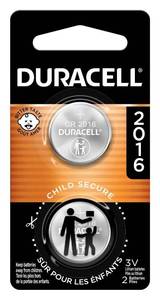 lot 12016 image: Duracell CR2016 3V Lithium Battery, Child Safety Features, 2 Count (Pack of 1), Lithium Coin Battery for Key Fob, Car Remote, 3 Volt Cell