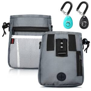 lot 12034 image: Dog Treat Pouch - 3 Ways to Wear Treat Pouches for Pet Training and 2 Pieces Clicker Taining for Dogs, Dog Training Treat Pouch Bag and Dog Clicker for Training with Waist Belt Shoulder Strap - Grey