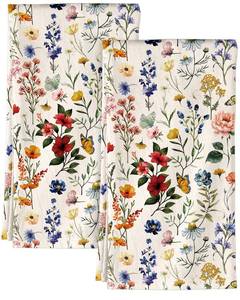 lot 12060 image: Miss Adola Flour Sack Kitchen Towels - Set of 2 Spring Dish Towels with Hanging Loop 18x26 Inch Absorbent Reusable Cotton Cloths for Cleaning Cute Design Home Decorative Housewarming, Vintage Flower