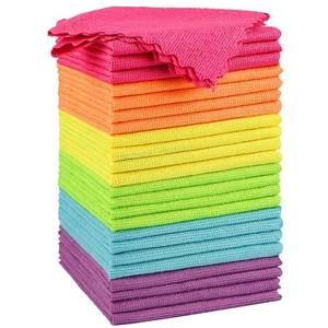 lot 12063 image: Orighty Microfiber Cleaning Cloth, 24 Pack Highly Absorbent Cleaning Rags, Household Cleaning Supplies, Reusable Lint Free Cloths Microfiber Rag for House, Kitchen, Car Care, 12x11 inch